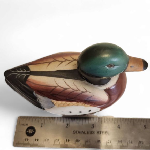 Vintage Ceramic Duck Lint Remover Brush Mallard Figurine Decoy 5" x 3 1/4" - Picture 2 of 7